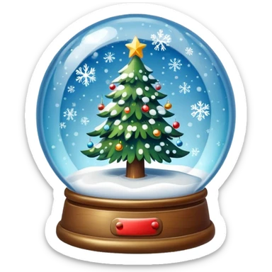 Christmas tree snow globe sticker