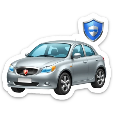 shield protecting a car, car insurance concept sticker