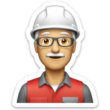 Industrial professional senior mechanical fitter working with a helmet red and red clothing sticker