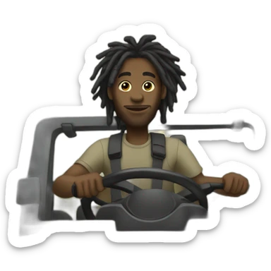 Black man with dreads driving a jeep sticker