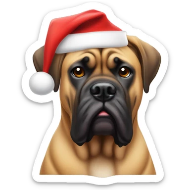 Cute Bullmastiff with Santa hat on sticker