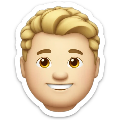 Happy Chubby guy with Chinese hair bun sticker