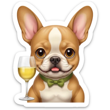 Fawn FRENCH BULLDOG drinking- white wine sticker