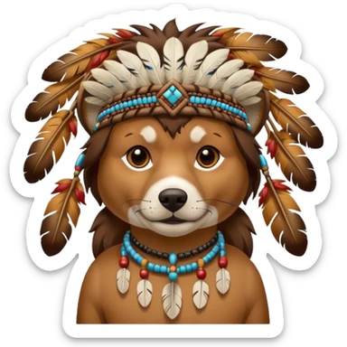 dog in a Native American costume sticker