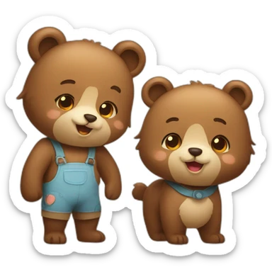 cute female bear & cute male bear sticker