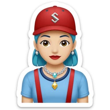 🥷🏻 crea un emojin de como el que está ay pero con gorra marca adida y un collar de diamantes ponle tatuaje en la cara y en la boca ponle brazos sticker