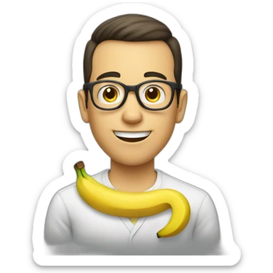 nerd guy eating a banana sticker
