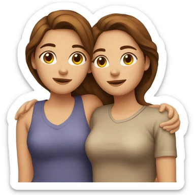Lesbian cuddles brown hair  sticker