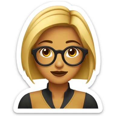 Chica de cabello negro a los hombros, ojos cafés, lentes y audífonos  sticker