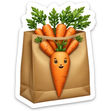 buy paper bag with carrot. Transparent background sticker