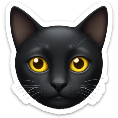 black cat with a white spot on the face and a white chest and yellow eyes sticker
