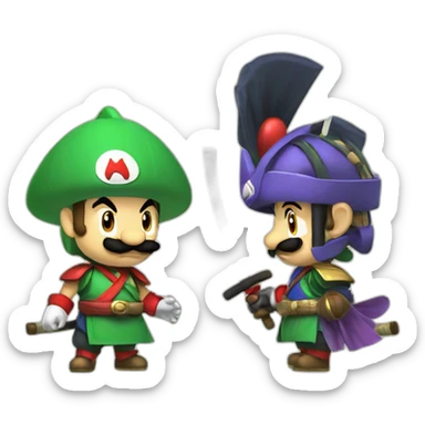 Mario and Luigi in samurai outfit sticker