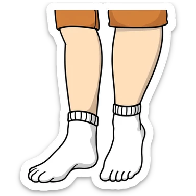 slender woman feet in white no-show socks with bottom view of soles sticker