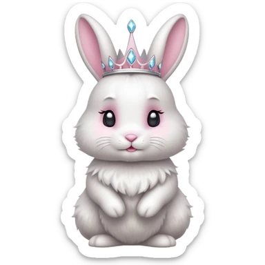 Rabbit King – fluffy white bunny with a small diamond tiara, standing
 sticker