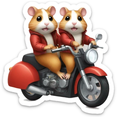 Two hamsters riding on motorbike sticker