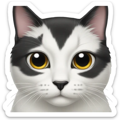 Tuxedo cat with a small black spot on it’s chin sticker