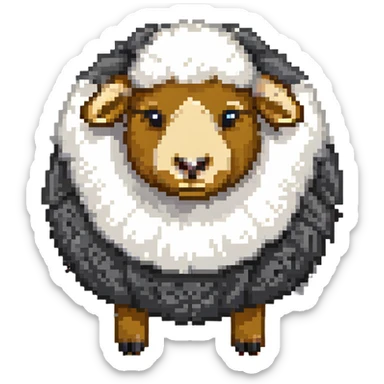 adorable round sheep with fluffy wool sticker