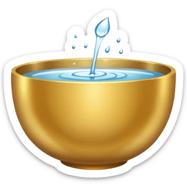 gold bowl top view filled with water sticker