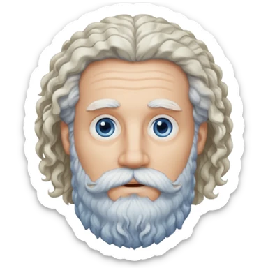 white bearded and curly long haired beard white sticker