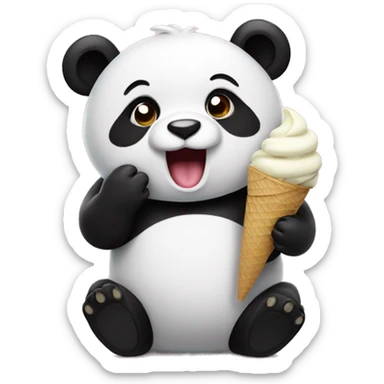 Panda eating ice cream sticker