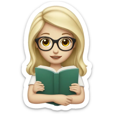 pale girl with glasses reading a book  sticker
