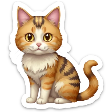 full body anxious looking colourful light calico tabby cat with hazel eyes sticker