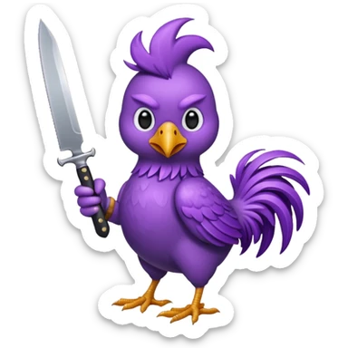 purple chicken holding knive sticker