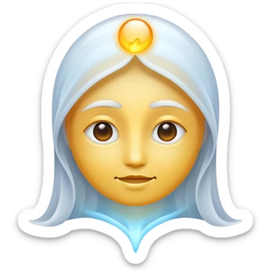 an emoji representing the human soul, ethereal and glowing, with a gentle aura, abstract and uplifting sticker
