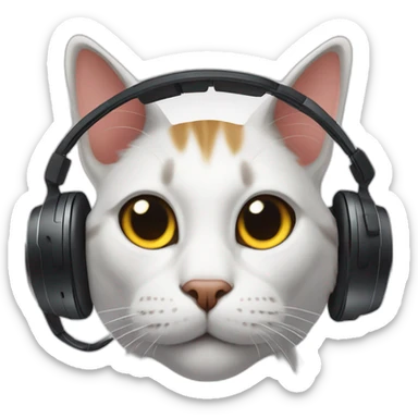 a cat who drinks beer is wearing a gaming headset sticker