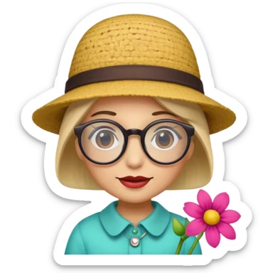 a flower with a personality and accessories sticker