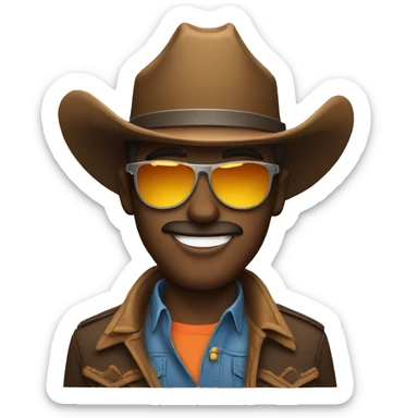 cowboy with sunglasses smirking shaking the head sticker