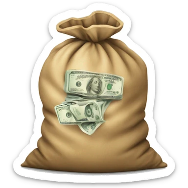a big bag of dollars an coins sticker