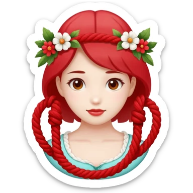 cute suze with red and white rope and floral decoratons sticker