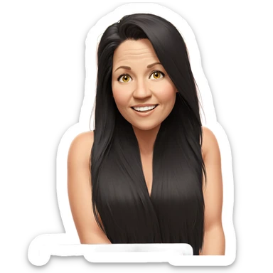 smiling girl with long hair sticker