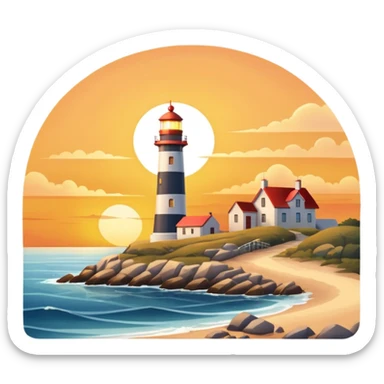 sunrise landscape with a lighthouse sticker