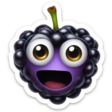 blackberry fruit with eye and smile sticker