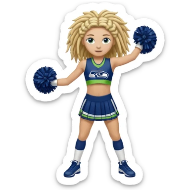 Blonde dreadlocks , blue eyes , cheerleader , full body , Seattle Seahawks sticker