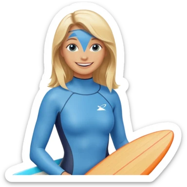 Girl with surfing board  sticker