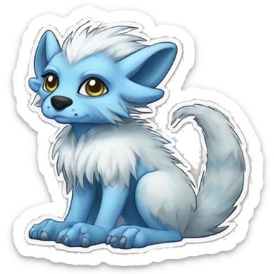 Cute Protogen-vernid-sergal-wickerbeast-fantasy-animal-fursona griffsnuff & LiLaiRa & Falvie full body white and light blue fur sticker sticker