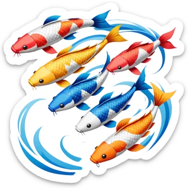 Koinobori, many koi kite sticker