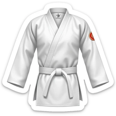 Plain white martial arts uniform, folded neatly sticker