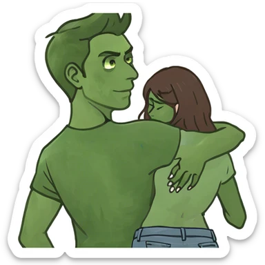 A white man with brown hair and his back has scratches on it from a women’s nails  sticker