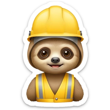 baby sloth face with a yellow construction helmet, no body sticker