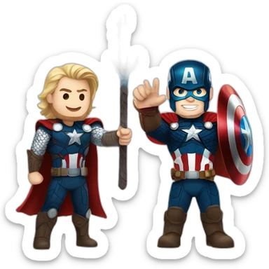 captain america and thor waving sticker