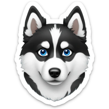 Pomsky black & white blue eyes sticker