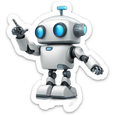 robot pointing to the sky sticker