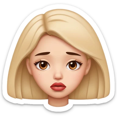 sad girl with lips bigger than her face sticker