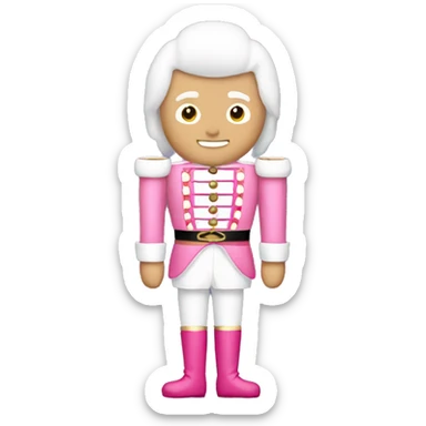 Pink nutcracker with white hair full body sticker