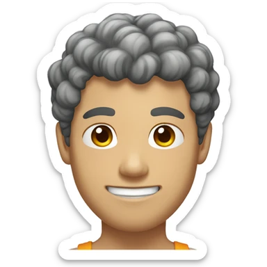 buff Asian man with curly hair fair skin sticker