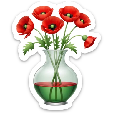 poppy flowers in a clear vase sticker
